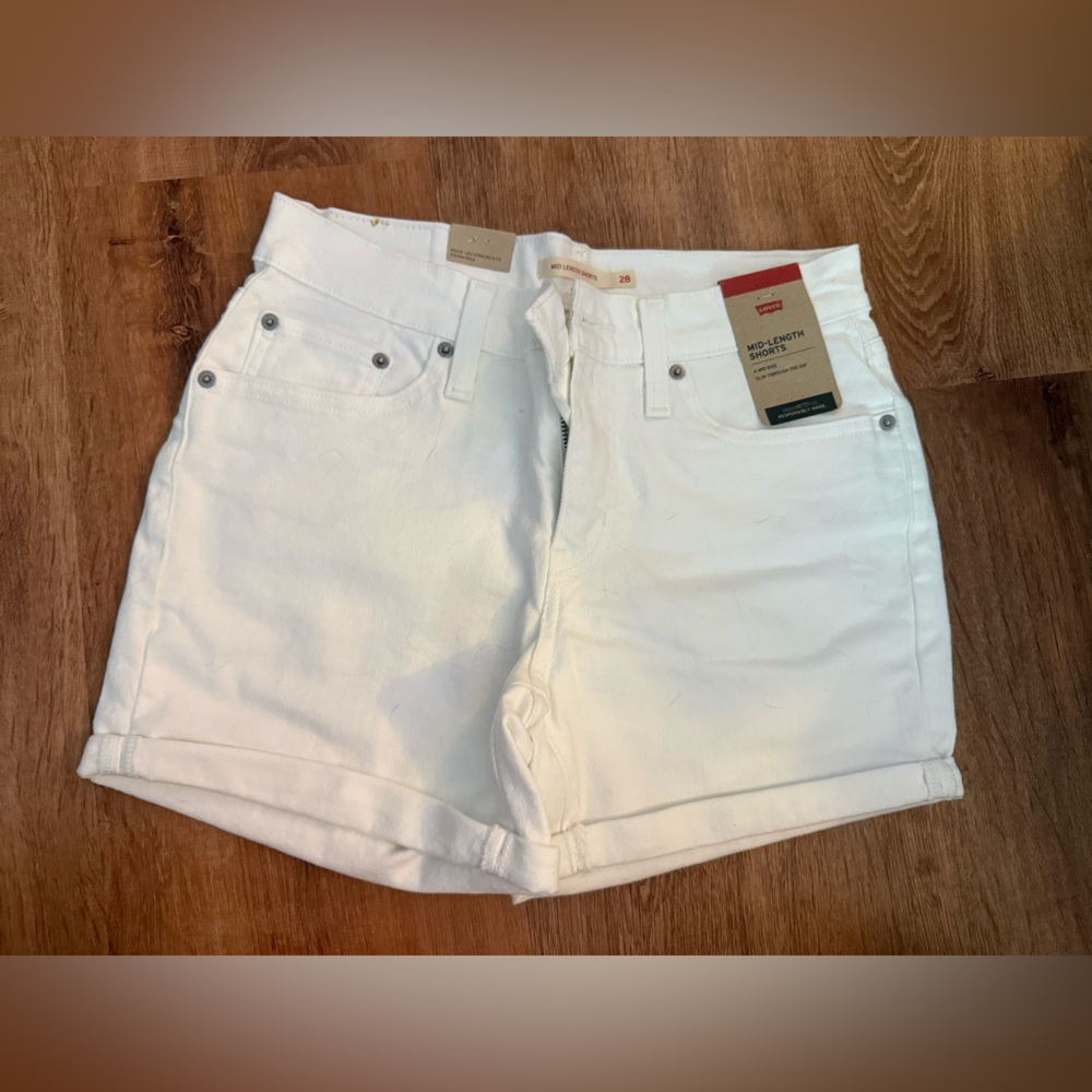 Levi's Women's White Rolled-Hem Denim Shorts